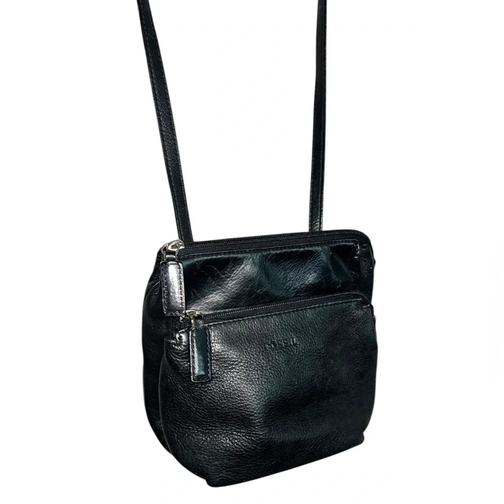 Fossil Black Leather Crossbody Bag